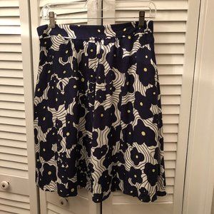 Paul & Joe white and blue flower print silk mix skirt, 8